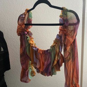 Colorful flowy crop top